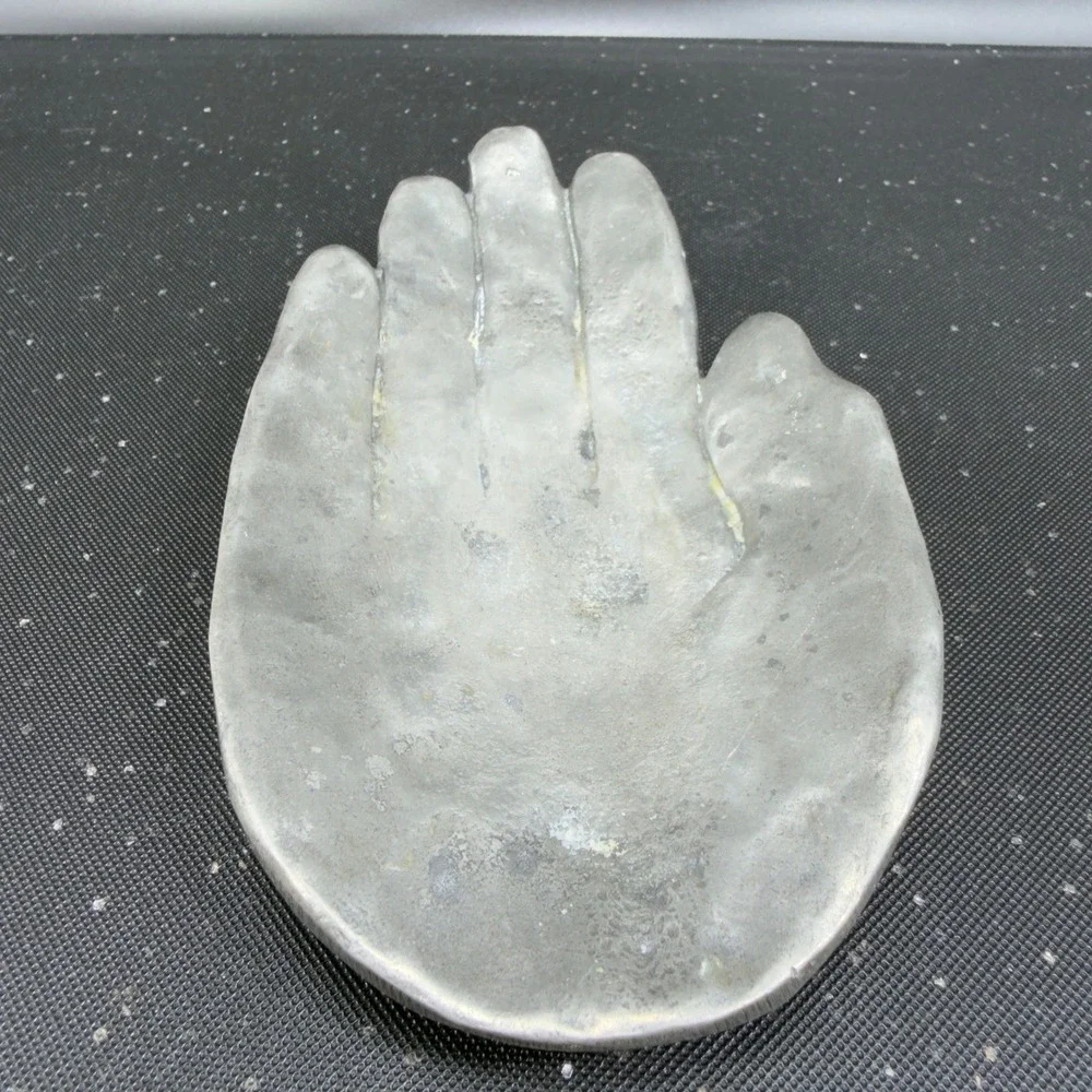 Patrick Meyer Pewter Art Hand Brutalist Modernist Jewelry Trinket Dish Catchall‎